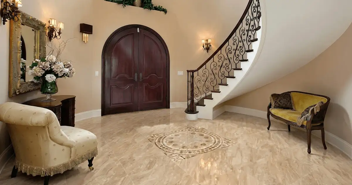 Entrance hall with professionally installed ceramic tile flooring in Los Angeles CA