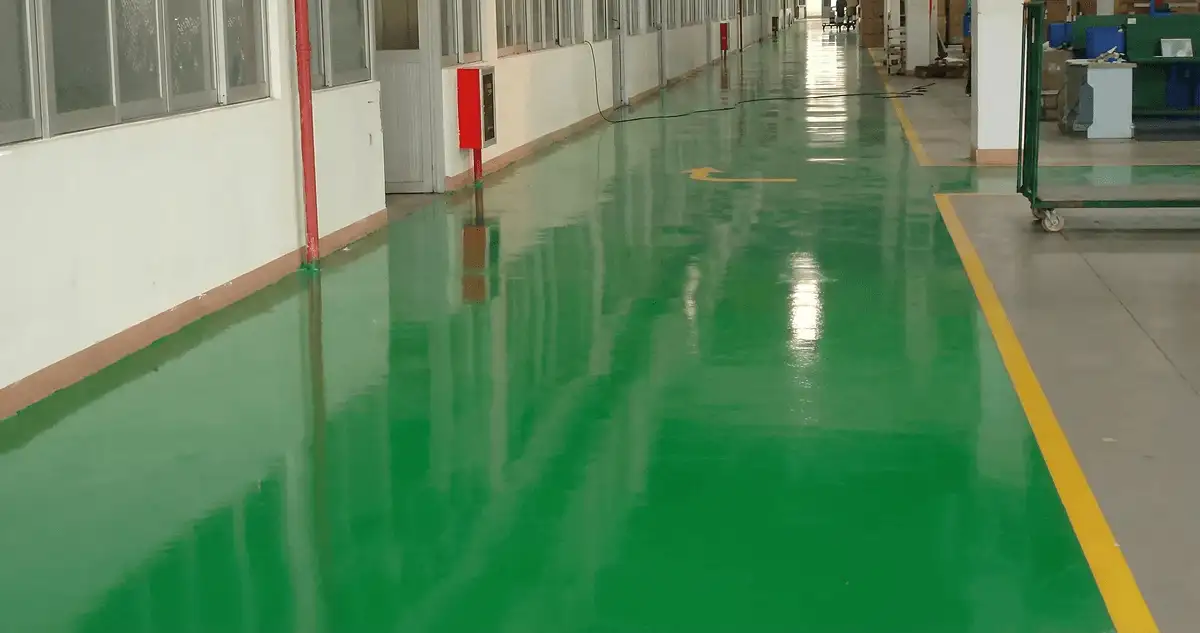 A factory floor professionally covered and marked with epoxy flooring in Los Angeles, CA
